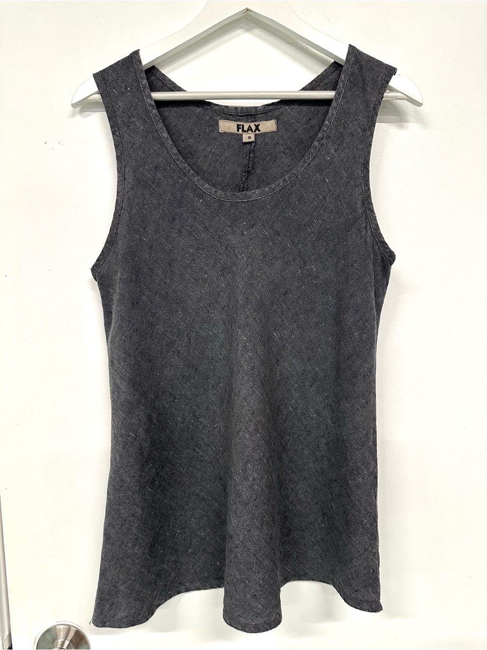 FLAX 100% Linen Charcoal Tank Top Small Scoop Neck Quiet Luxury Minimalist